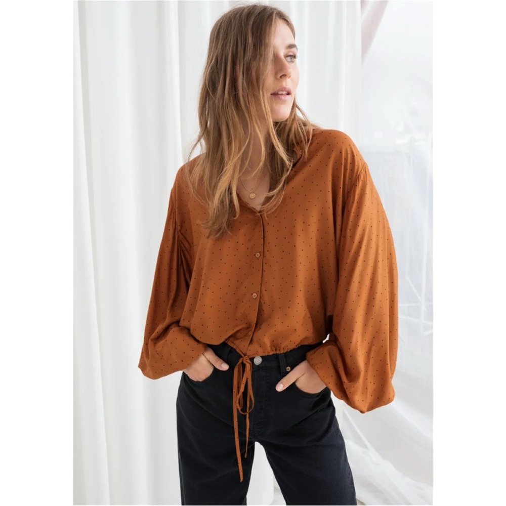 & Other Stories Polka Dot Silk Blend Blouse